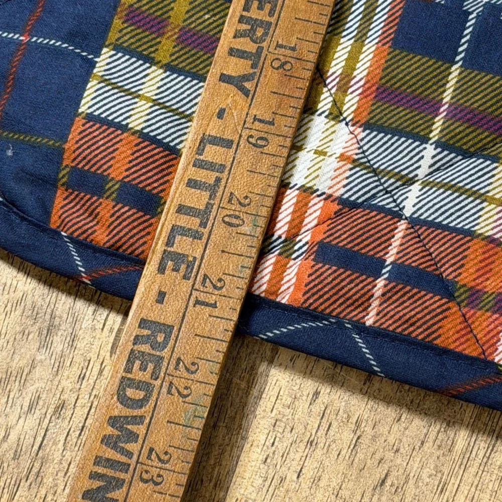 Eddie Bauer Home Navy Blue Patchwork Plaid Quilted Pillow Sham Standard Rustic